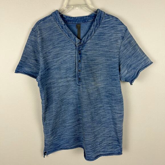 Matias Blue Distressed V Neck Short Sleeve Tshirt M - Picture 1 of 5